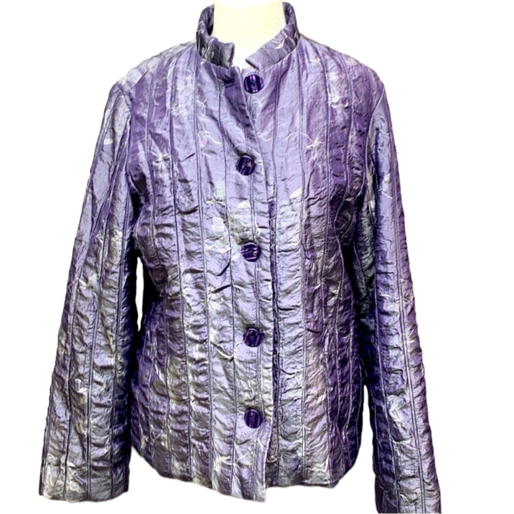 J.H. Collection Puffy Lavender Floral Jacket